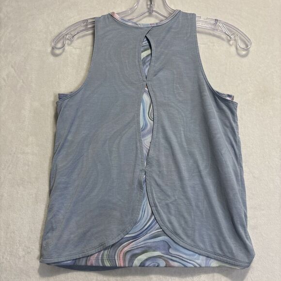 Athleta Girl Tandem Tank Girl's Size Extra Large XL 14 Blue Swirls Layered Look - Picture 8 of 15